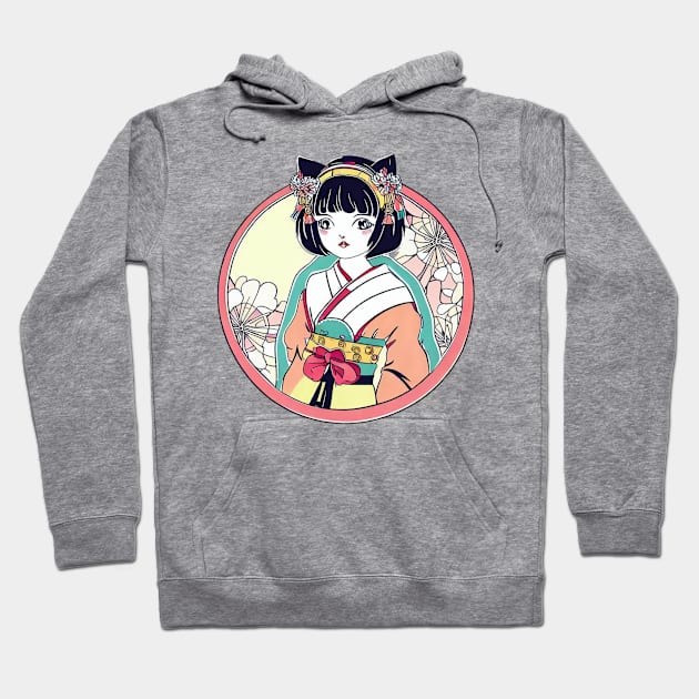 Japanese neko cat girl Hoodie by Japanese Fever